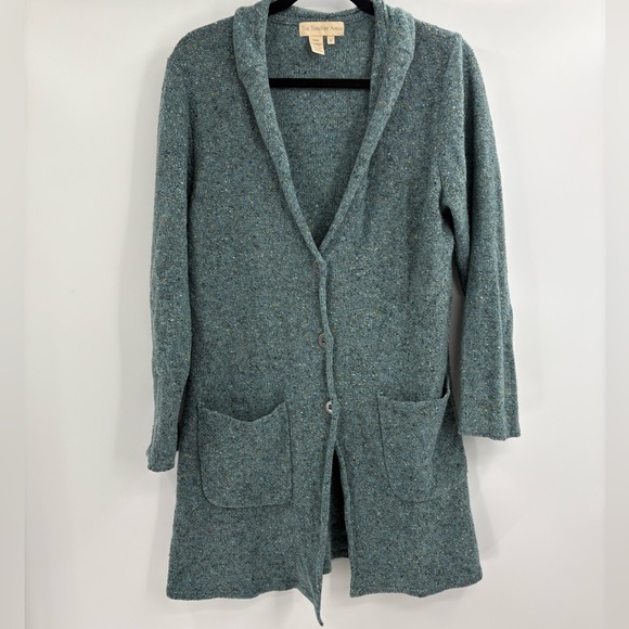 Territory Ahead Sweater Lambs Wool Cardigan Women Green Sweater Size Medium - Picture 1 of 12